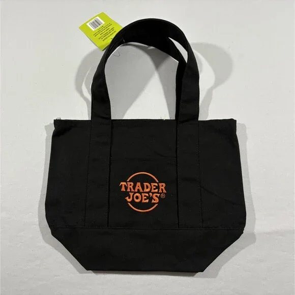 Trader Joe's Trick Treat Mini Canvas Tote Bag Orange Black Purple Multi Lot 4 - Picture 4 of 12